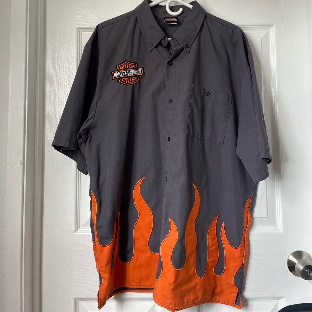 Harley Davidson Flame Button Down Shirt